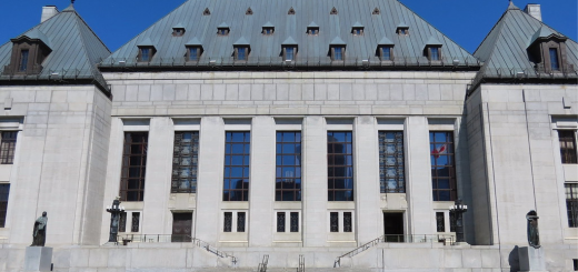 The front steps and side of the Supreme Court of Canada building.
